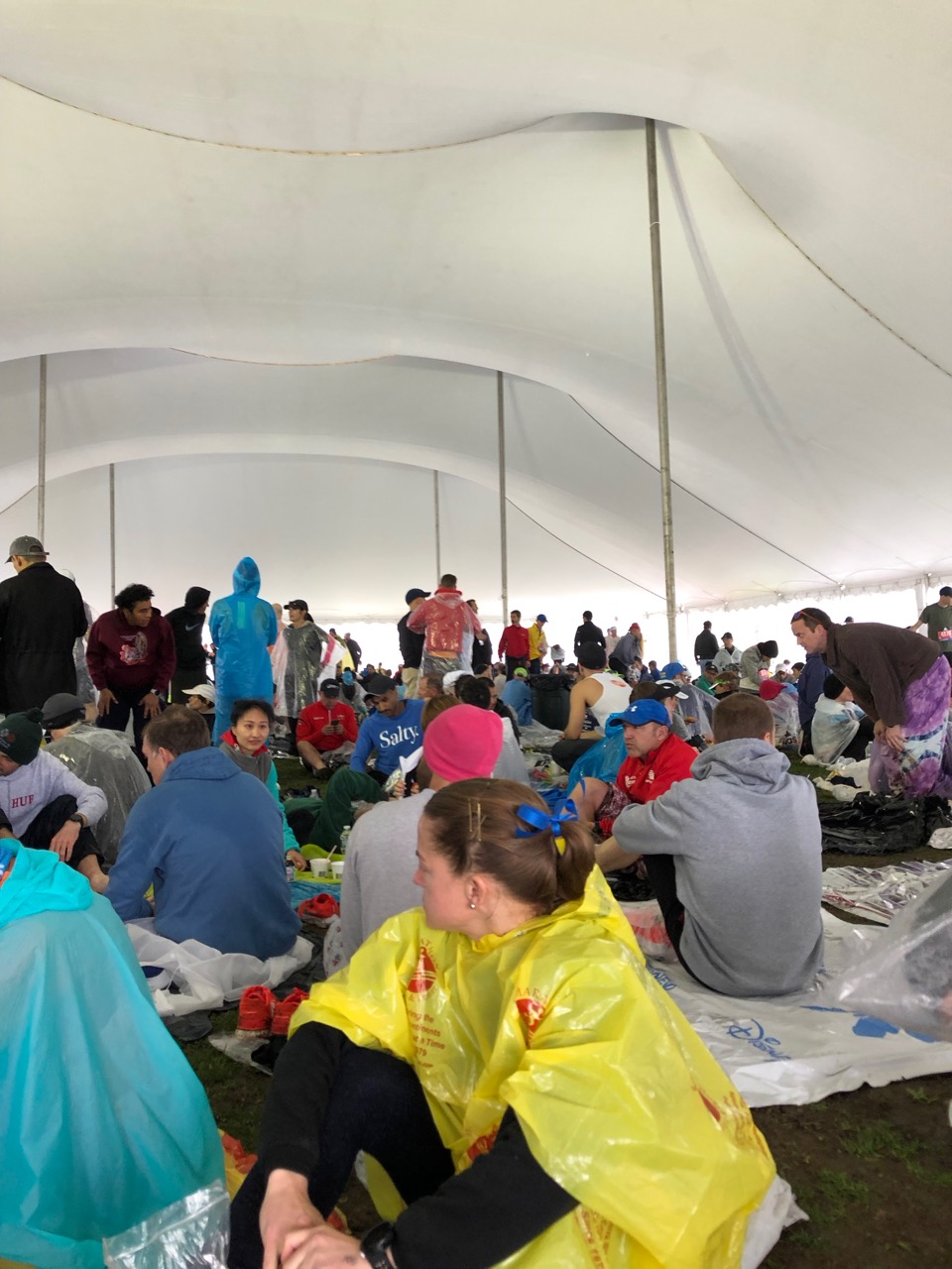 The tent we huddled in while waiting for the start