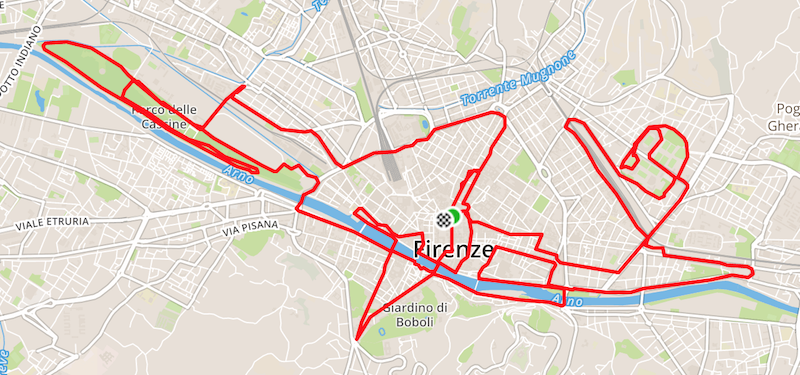 Florence marathon route from Strava
